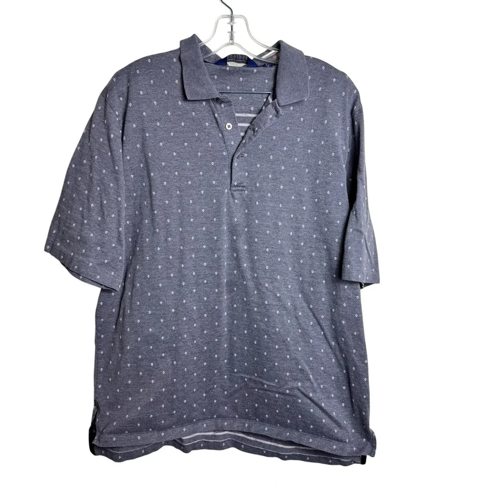 VTG Polo Golf Ralph Lauren Gray Diamond Print Pima Cotton Polo Shirt Men‎ L